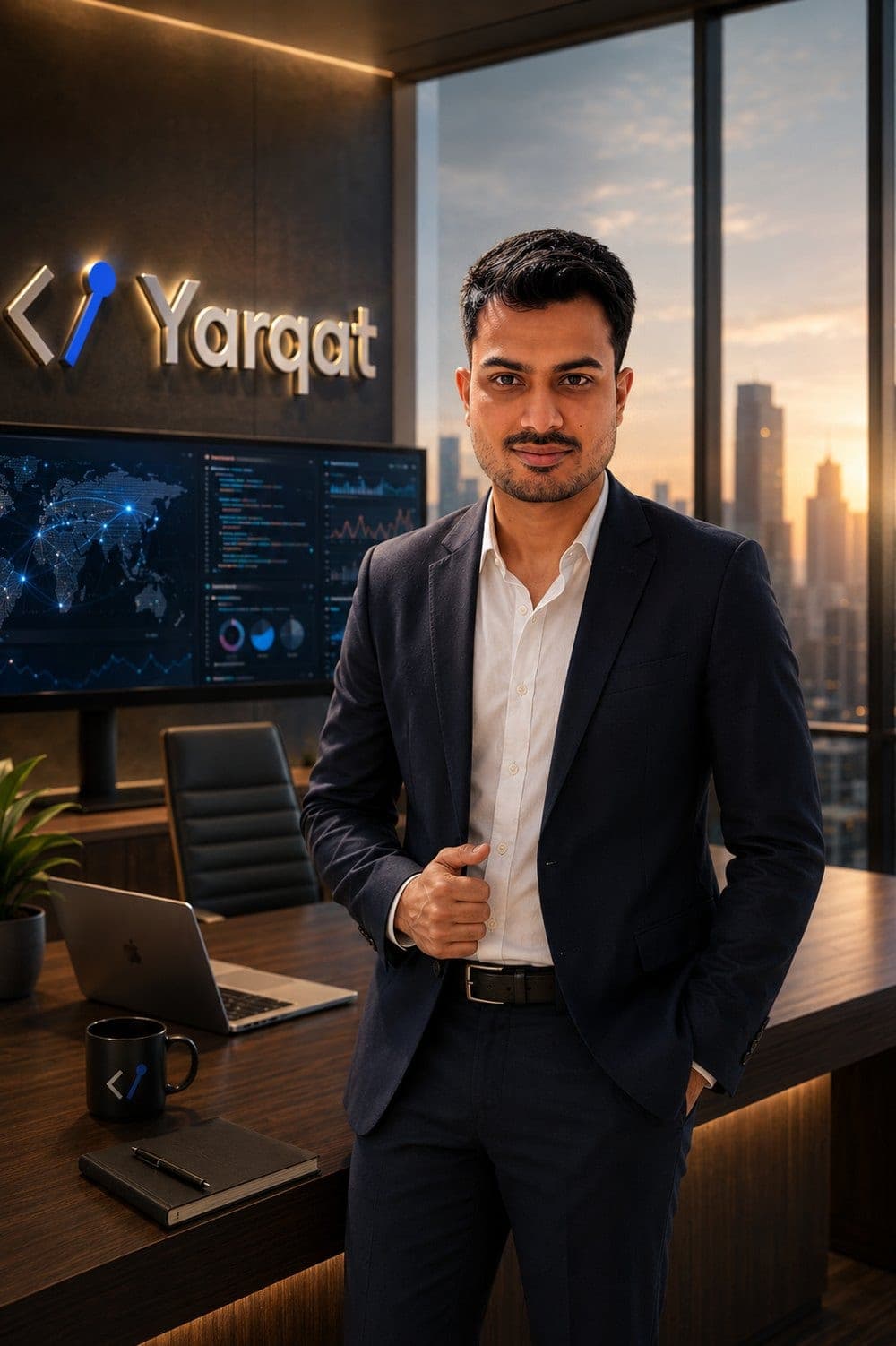 Shah Fahad, founder of Yarqat, in the Yarqat office